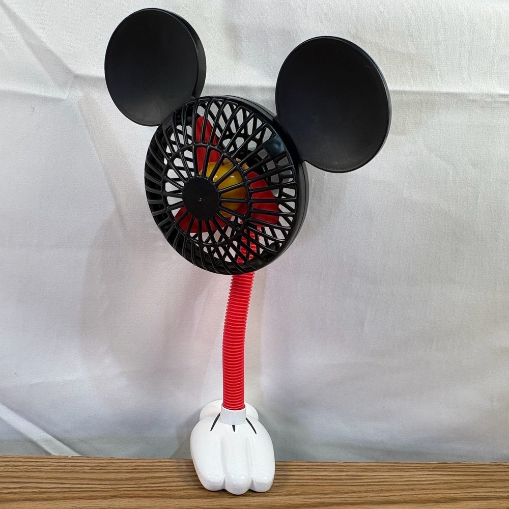 Disney Mickey Mouse Portable‎ Desk Fan Black Red White Good Flexible Neck AA